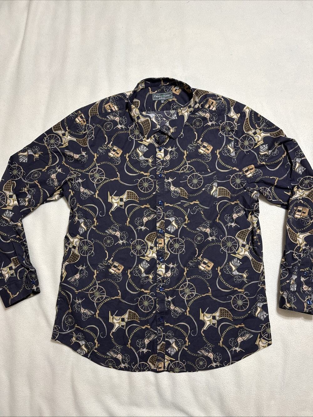 Paisley&Gray Slim Fit Paisley Print Button Up Shirt Men's Size 3XT